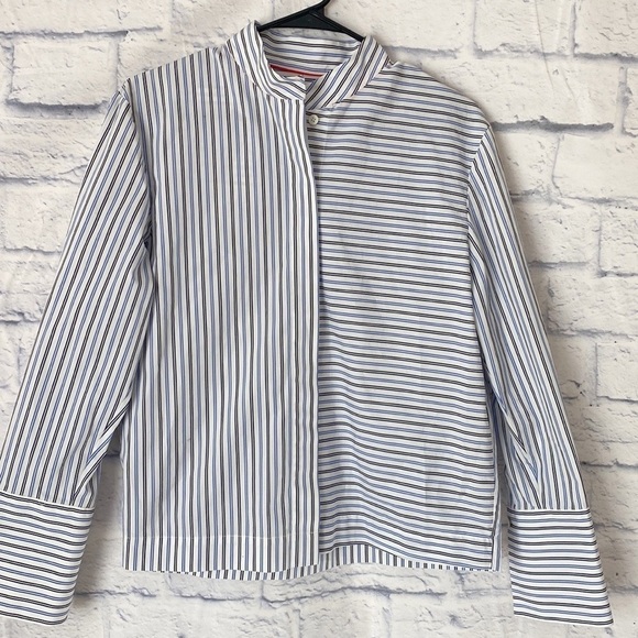 Diane Von Furstenberg Tops - Diane von Furstenberg blue striped button down shirt size 2